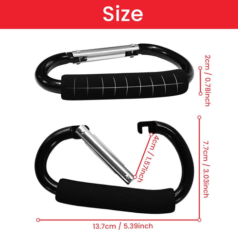 Mommy 2 Stroller Hooks for Hanging Diaper Bags - Stroller Clip and Stroller Accessories Organizer Hook - Pcs Large