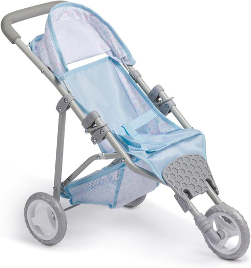 |3 3+ JC Toys | Berenguer Boutique Wheeled Folding Doll Jogger Stroller | Blue | Ages