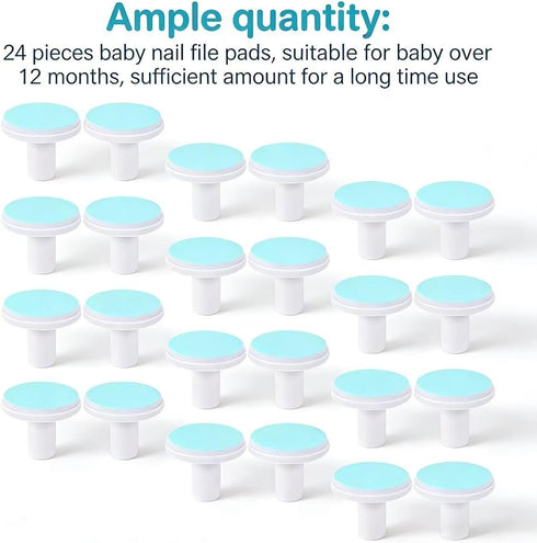 TUESMEILL 24PCS Trimmer Baby Nail File Replacement Pads, Electric Baby Nail File Pads, Baby Nail Grinding Heads