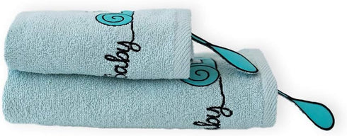 Sangaloz 2 20x31 Inch 12x20 Inch 100% Milk&Moo Kids Washcloths for Bath, Blue Snail Baby Kids Bath Towel, Wash Cloths