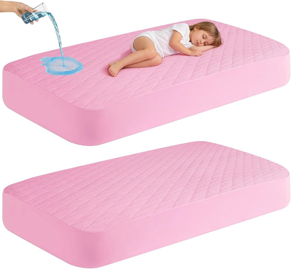 VOPHIA 2 Pack Waterproof Mattress Protector Crib,Cotton 24X38 Fitted Crib Sheets Crib Mattress