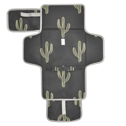 WELLDAY Black Cactus Portable Diaper Changing Pad - Waterproof Foldable Baby Diaper Changing