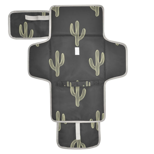 WELLDAY Black Cactus Portable Diaper Changing Pad - Waterproof Foldable Baby Diaper Changing