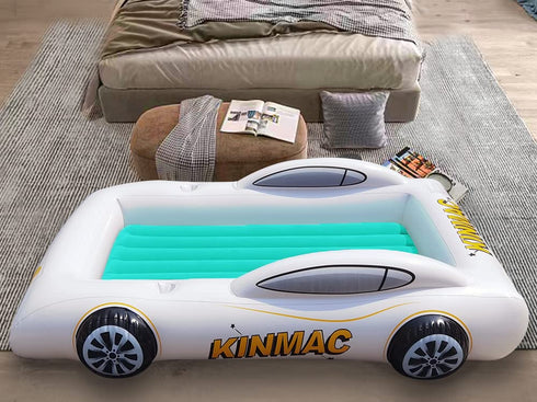 KINMAC Inflatable Toddler Travel Bed- Portable Travel Toddler Air Bed for Kids Camping Air Mattress Racecar Toddler Bed