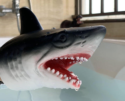 Gemini&Genius Shark Hand Puppet for Kids - Realistic Great White Shark Swimming Pool Beach Bathing Toy