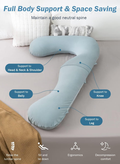 INSEN Pregnancy Pillow for Sleeping,Maternity Body Pillow for Pregnancy Women,Pregnancy Support Pillow for Back, Hip