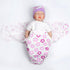17-22 Inch 2 Reborn Baby Doll Swaddle Blanket Girl Purple Flowers Wrap Blanket Pcs - Swaddle Blanket + Hat, Reborn