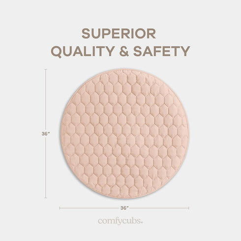 36 inches Comfy Cubs Round Kids Play Mat - Small Soft Quilted Baby Floor Mat with Non-Slip Bottom - Plush Design