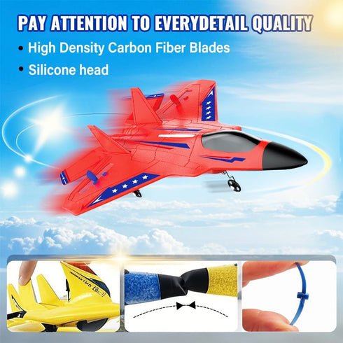 F-22 2.4 6-axis Red RC Plane for Kids Upgrade Raptor Fighter RC Airplane Remote Control Airplane Toys GHZ Smart Gyro