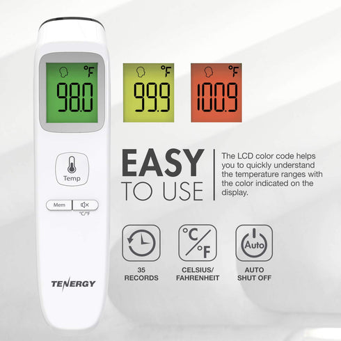 Tenergy Non-Contact Forehead Thermometer for Kids and Adults, Touchless Instant Result Infrared Thermometer