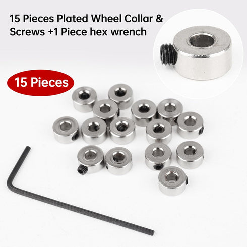 15pcs 1/8" Set 8x3.1mm 0.31"x 0.12" Hobbypark Plated Landing Gear Stopper Wheel Collar / RC Airplane Replacement