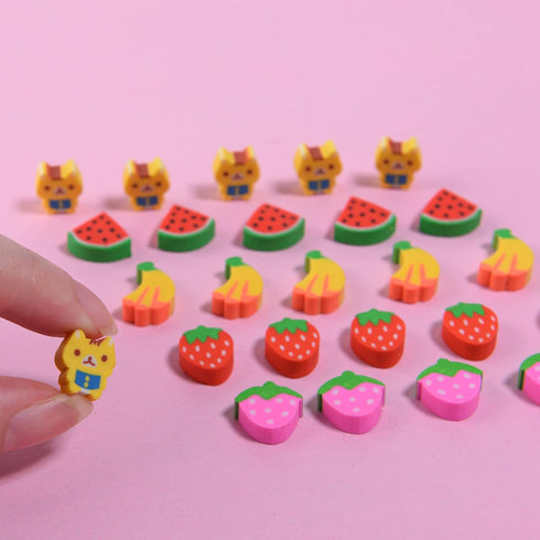 Mini Erasers for Kids Bulk, 300 Pieces of Small Fun Cute Animal Fruit Erasers