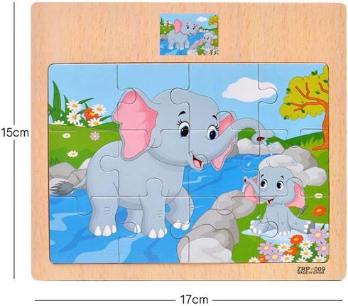 CCLIFE Set 2-5 12 (4 Wooden Jigsaw Puzzles for Kids Years Piece Colorful Wooden Educational Animal Puzzles Puzzles)