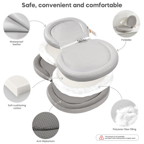 24"x16", Waterproof Peanut Baby Changing Pad, Foldable Travel On-the-Go for Dresser & Changing Table, Wipe-Clean PU