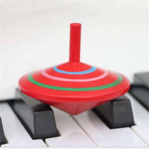 6 Pcs Set of Handmade Painted Wood Spinning Tops, Educational Toys for Kindergarten