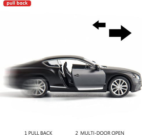 1:36 Diecasting Alloy Car Model Bentley Continental GT Toy Car, Pull Back Vehicles for Kids - Black