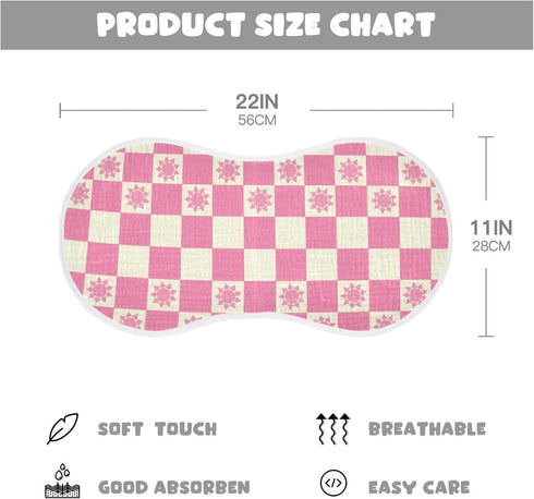 tplaotee 22x11in Peach Sun Checker Plaid Pattern Cotton burping Cloth Easy Care Baby wash Cloth for Unisex boy and Girl