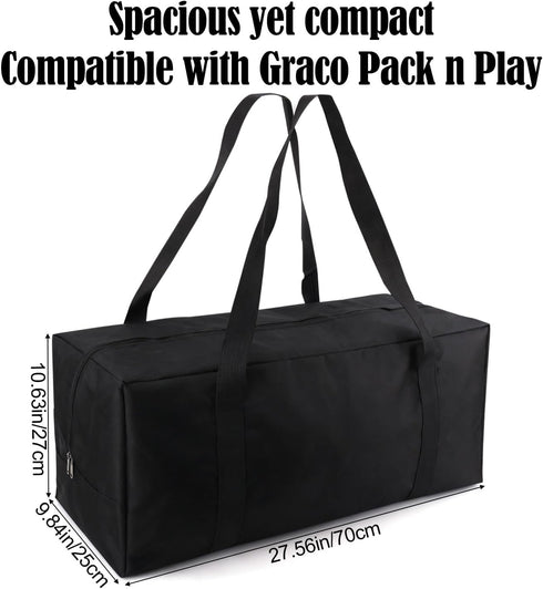 Goktvai Pack Carry Bag for Graco n Play, Oxford Cloth Foldable Duffle Bag with Zipper and Handle for Travel and Storage