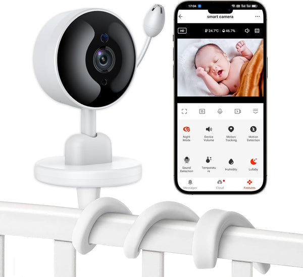 Baby Monitor with Camera and Audio, 2K WiFi Indoor Video Baby Camera with Motion & Cry Detection