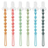 Pandaear 6 Pack Silicone Pacifier Clips, One Piece Design Teething Holder Clips for Boys & Girls, Binky Straps