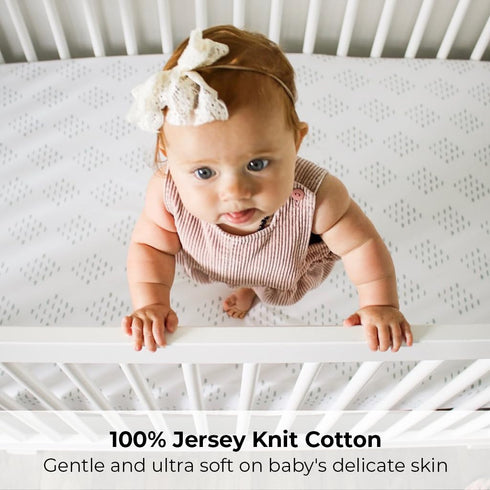 Pack 100% 2 Pack Set Ely's & Co. N Play Fitted Playard Sheets - Breathable Jersey Knit Cotton - Unisex Mini Crib