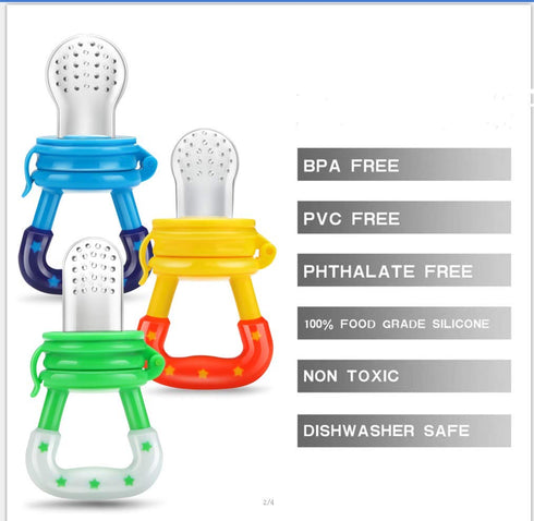 PandaEar Baby Fresh Fruit Food Feeder Pacifier, 3 Pack, Training Massaging Toy Teether for Infants