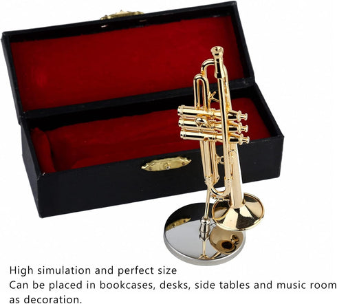 Miniature Brass Trumpet Model, Dollhouse Musical Instrument, Christmas Ornament