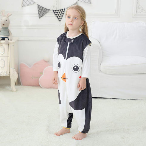 MICHLEY Toddler Sleeping Sack with Feet - Newborn Infant Sleeveless Sleeping Bag, 2-Way Zipper, Penguin, 3-5T