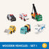 6 Set 3+ Set 1 Battat Wood Cars for Kids Pieces Toy Vehicle Mini Rescue & Construction Vehicles Toddler Truck Toys