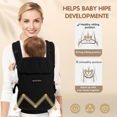 huefain (744 lbs), Baby Carrier Soft Breathable Double-Shoulder Carrier with Adjustable Support, Ergonomic Design