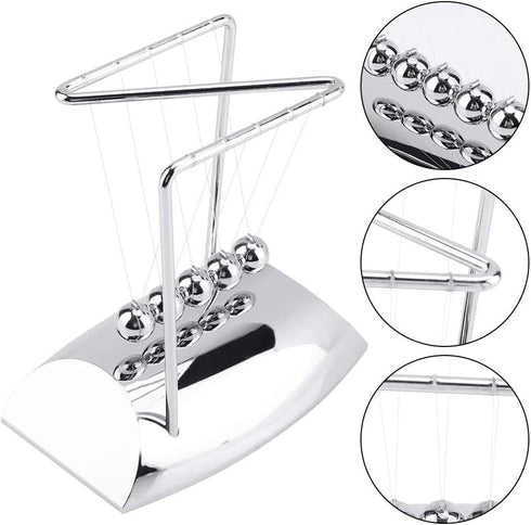 Z-Shape Newton's Cradle Balance Ball, Classic Metal Pendulum Balls Physics Science Ornaments for Desk Decor