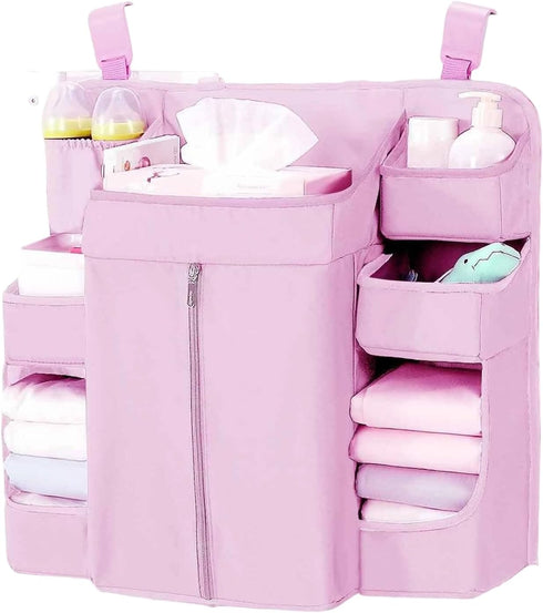 Tkidplw Diaper Organizer for Cribs And Changing Table, Hanging Diaper Caddy With Adjustable Straps Multiple Layer Baby
