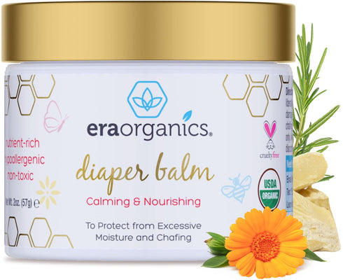 Era Organics Baby Diaper Balm - USDA Organic Ointment Cream for Dry, Sensitive Skin, All Natural