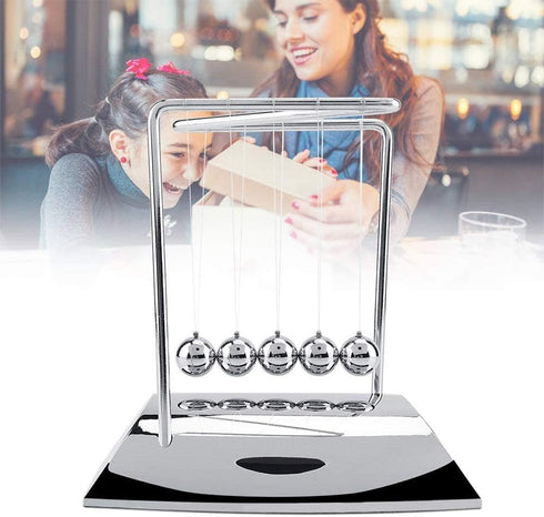 Z-Shape Newton's Cradle Balance Ball, Classic Metal Pendulum Balls Physics Science Ornaments for Desk Decor