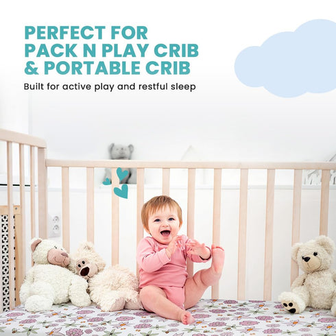 (38" 24" 1" Motherly Haven Breathable Crib Mattress Pad, Washable High Rebound Foam Mattress Topper for Baby Cribs
