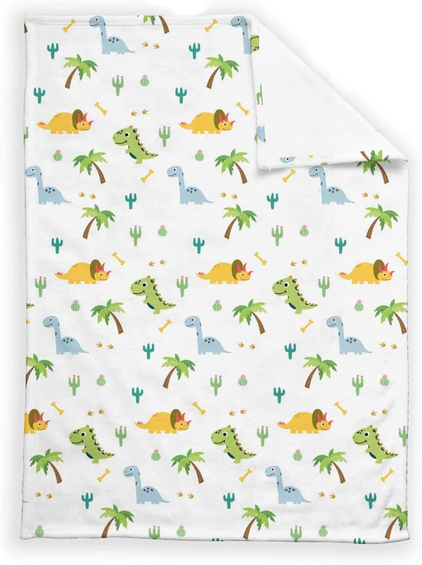SqtmuHLuo Dinosaur Kids Baby Blanket for Boys Girls Dinosaur Cactus Palm Flannel Fleece