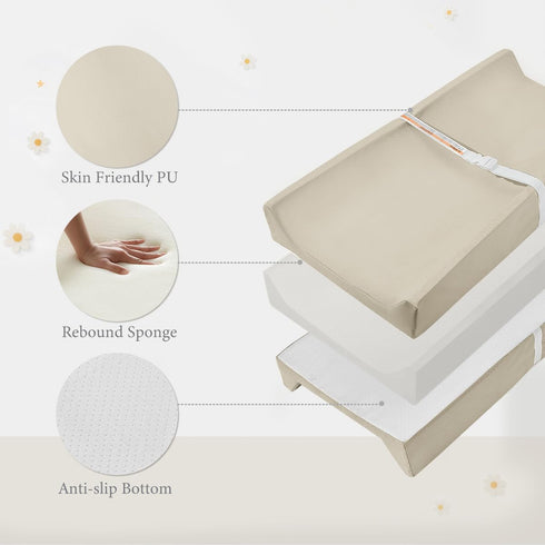 31" 16", Baby Changing Pad, Waterproof & Wipeable Vegan Leather Diaper Changing Mat x Comfortable Soft Standard Size