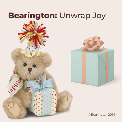 Bearington Happy Birthday Teddy Bear, Plush Stuffed Animal, 10"