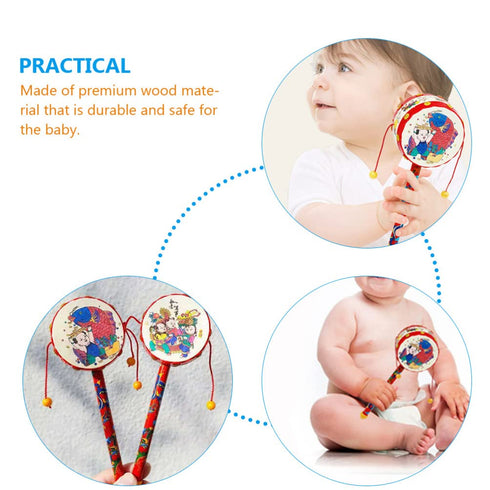 Baby Rattle - Handheld Soothing Toy, Wooden Rattle for Babies
