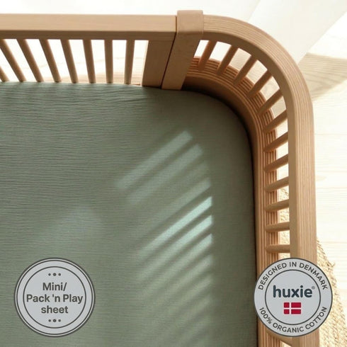 Pack Mini Crib Sheets - Organic Cotton Muslin Fitted Mini Crib Sheet Fitted for and Play - Ultra-Soft and Breathable