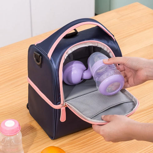 JforSJizT Pack,Nylon Backpack 6 9 Breastmilk Bottles Cooler Bag with Ice Breast Pump Bag with Cooler Compartment,Double