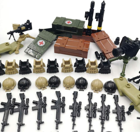 ZHX Weapon Pack Military Weapon Accessories, Army Guns Simulate Battle Building Blocks for Kids