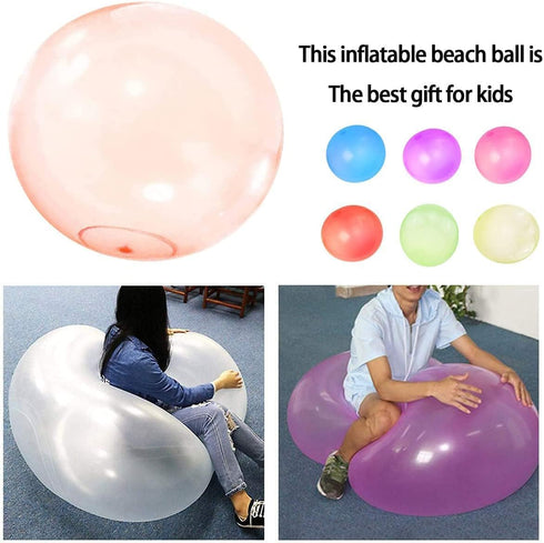 47'' Giant Bubble Ball for Adults, Inflatable Soft Rubber Ball for Outdoor Indoor Party, Water Injection, Orange