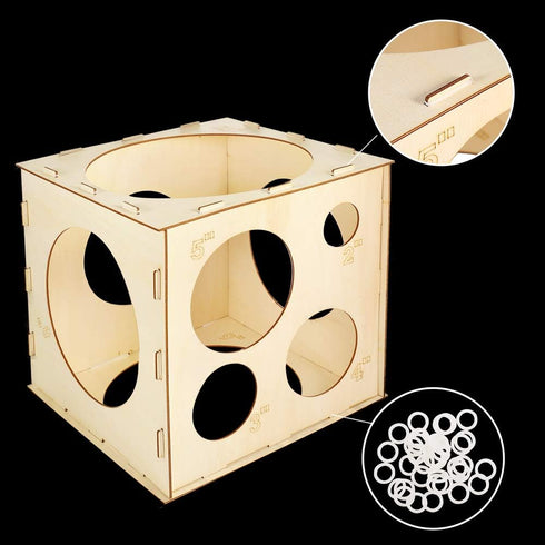 Auihiay 2-10 Inch Collapsible Wood Balloon Sizer Box, Measurement Tool for Balloon Decorations, 9 Holes