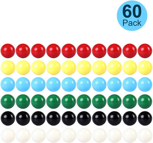 Game Replacement Marbles, 60pcs 9/16 in Solid Color Game Balls for Chinese Checkers and Marble Games
