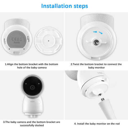 Flexible Twist Mount for Arenti Baby Monitor, No Tools or Wall Damage Required, White