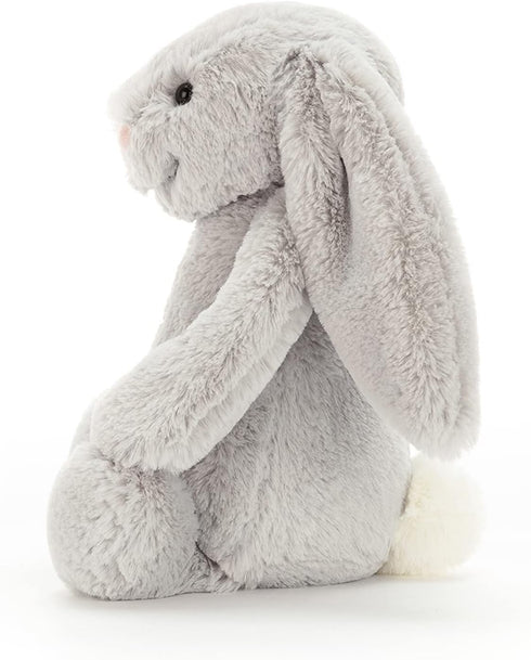 Jellycat Bashful Grey Bunny Stuffed Animal, Medium 12 inches, Classic Rabbit Plush Toy, Children's Gift