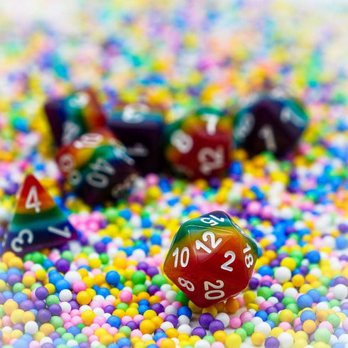 Cusdie 7-Die Rainbow DND Polyhedral Dice Sets for Dungeons and Dragons Role Playing Game (Rainbow-Opaque)