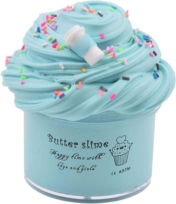 Blue Latte Butter Slime - Coffee Cup Scented Slime, Stretchy Non-Sticky Stress Relief Toy for Girls and Boys