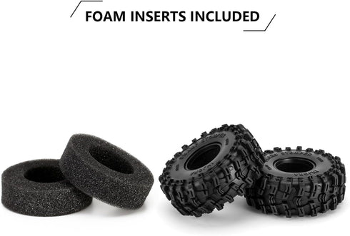 INJORA 1.0 S5 Swamp Stomper Crawler Tires, 2 Pack for TRX4M AX24 SCX24 FCX24 1/18 1/24 RC Crawler Car, 63 * 24mm